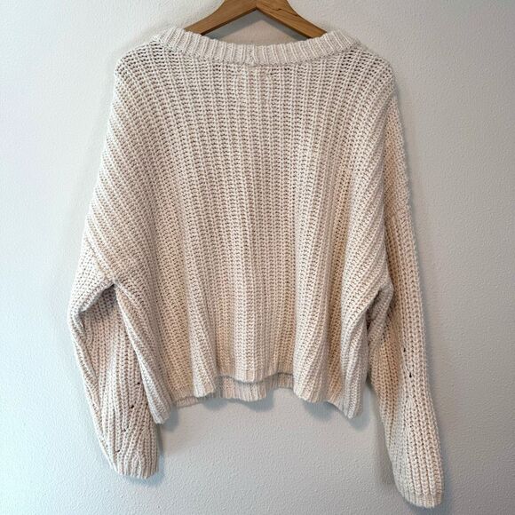 Aerie Ivory Knit Oversized Sweatshirt Size Large - Picture 7 of 8
